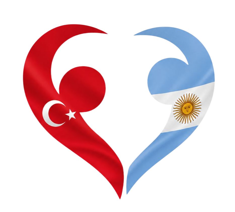 La TURCA heart joining the flags of Turkiye and Argentina